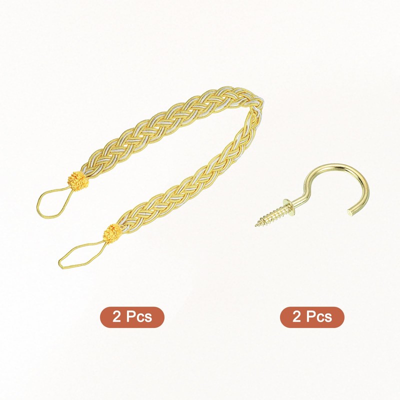 uxcell 2Pcs Curtain Tiebacks, 58cm/23 Braided Drapery Holdback Holder Decorative