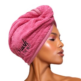 Felicia Leatherwood Microfiber Hair Towel Wrap - Quick Drying, Anti Frizz & Gentle on Hair - Easy to Use, Saves Time, Lightweight & Compact - for Curly, Long & Thick Hair - Men & Women - Pink
