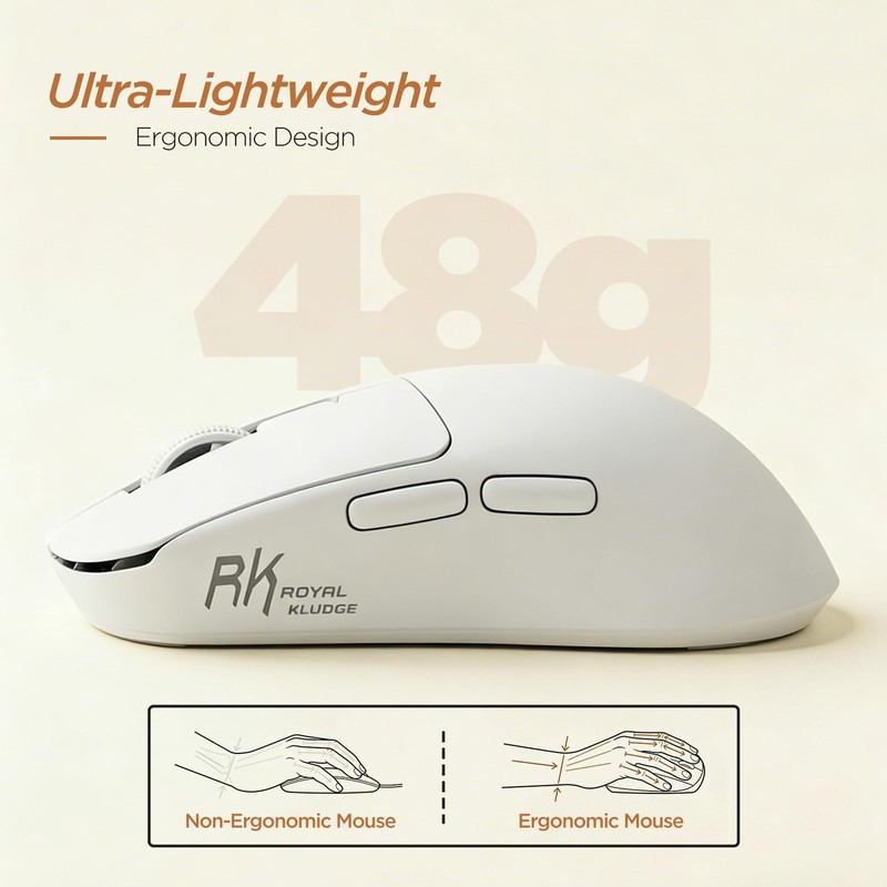 RK ROYAL KLUDGE RK MO3 Wireless Gaming Mouse, 48g Lightweight