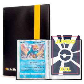 Scrapbook for XXL Cards, Albums with Capacity for 60 Real Promo GX, VMAX, V or EX Cards, 30 Pages for Jumbo Cards, Large Scrapbook 21.1 x 14.5 cm (Black)