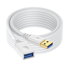 10FT USB Extension Cable for Printer,Mouse,Keyboard,Flash Drive,Camera,Webcam,Hard Drive,USB Hubs,PC,Headset, USB3.0 Extension Cord White USB Male to Female Type A Extender High Speed Data Transfer