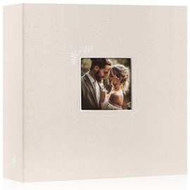 Lanpn Scrapbook Photo Album 12x12, Linen Window Design Cover Top Load 3 Ring Folder Binder Photobook Photo Book 12 x 12 inch with 30 Plastic Sleeves 60 Pages Beige
