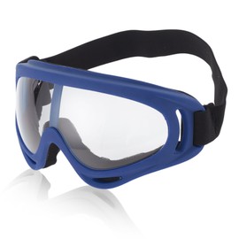 X AUTOHAUX 1 Pc Motorcycle Riding Goggles PC PU Outdoor Sports Sunglasses for Motocross Dirt Bike ATV Clear Lens Deep Blue Frame