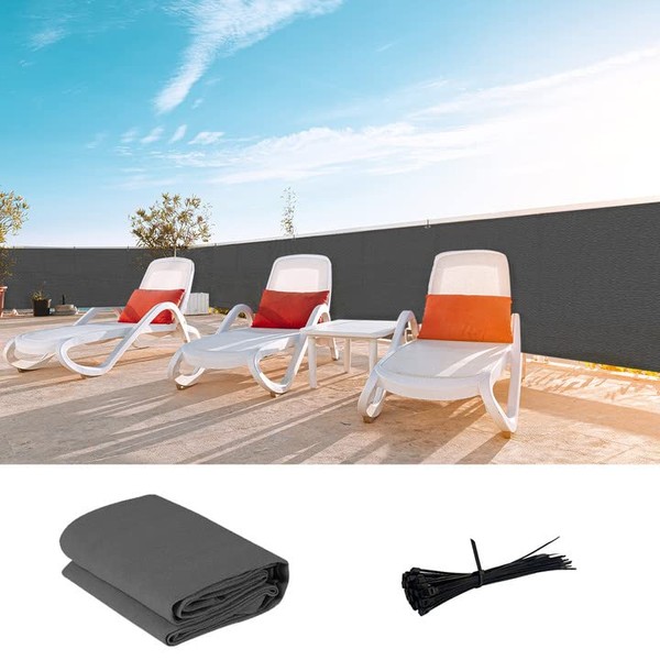LOVE STORY LOVE STORY Custom Size 3'x8' Charcoal Balcony Privacy