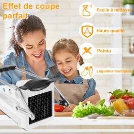 Potato Chipper Chip Cutter Stainless Steel French Fry Cutter Enduring French Fries Cutter Fast Cutting Potato Chip Multifunction Manual Vegetable Fruit Slicer Dicer for Potato Onion Carrots Cucumbers