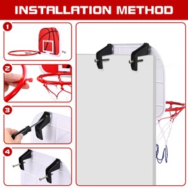 Tatxmalv Mini Indoor Basketball Hoop Set, Children's Outdoor Basketball Hoop with Ball Pump and 2 Basketballs, Easy to Install and Remove, Suitable for Most Door Frames or Walls