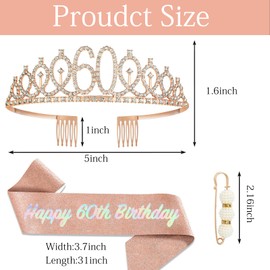 POPOYU Fabulous Birthday Crown Sash Set, Black Tiara Crown, Birthday Crown for Birthday Decoration, Princess Crowns, Hair Accessories for Women, Birthday Gift, Party Accessories, Rhinestone