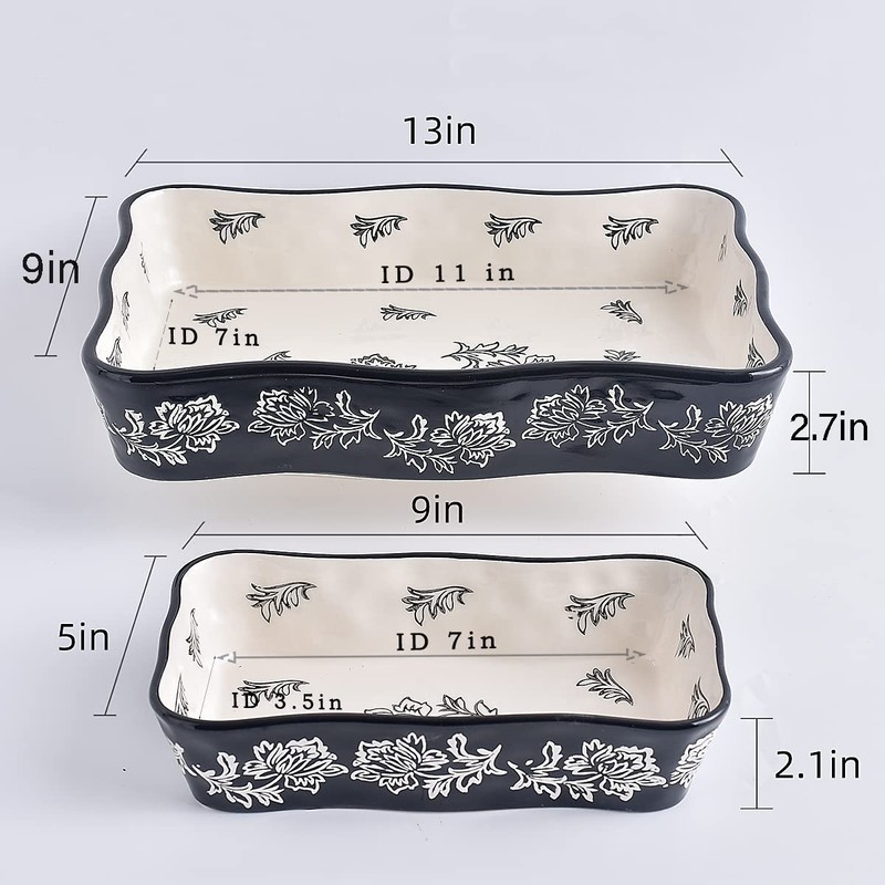 Wisenvoy Baking Dish Casserole Dish Ceramic Lasagna Pan 2-Pcs Bakeware