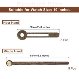 sourcing map 5 Set Wooden Clock Hands Only,Walnut Wood Clock Hands Clock Kit for Clock DIY Repair Part Replacement Fit for 10 Inch Wall Clock, 3.5 Inches