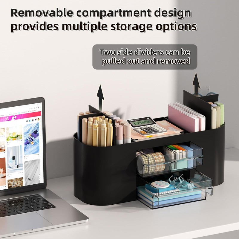 Marbrasse Desk Organiser with 3 Drawers,Multi-Functional Pen Holder,Desk Tidy and