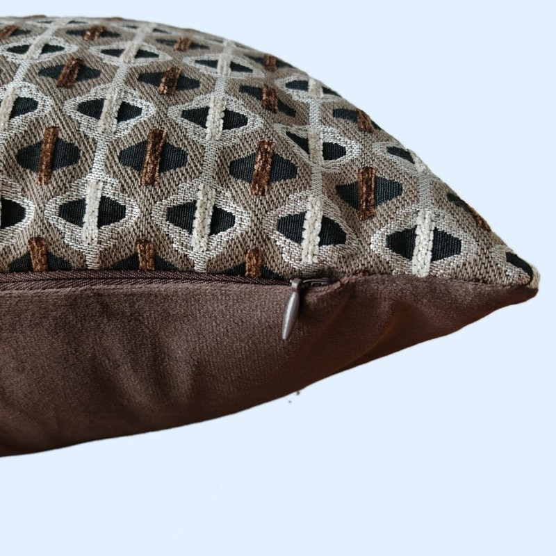 Qupace Set of 2 Brown Geometric Throw Pillow Covers 18x18