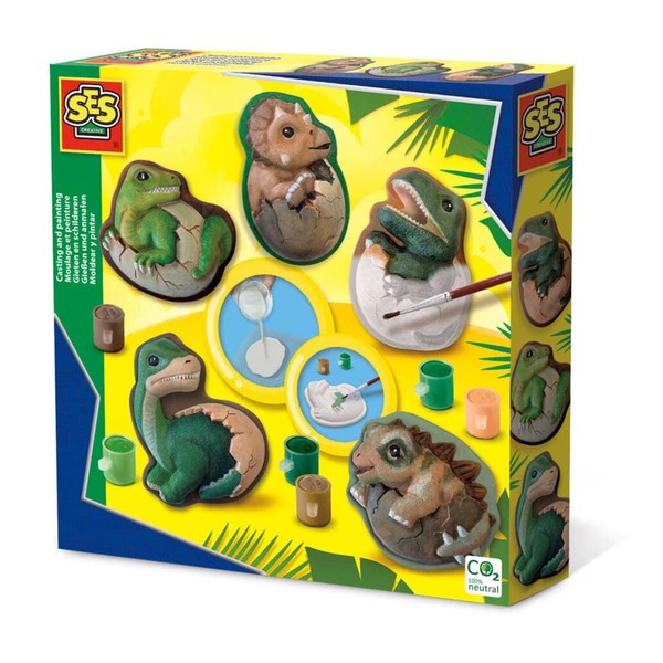 SES Creative 01411 Dinosaur Casting and Colouring Dino Eggs, Multi,