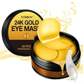 Tunbot Parches Debajo De Los Ojos - 60 Piezas - Mascarilla Oro 24K - Anti-Envejecimiento - Contiene Colágeno Y Ácido Hialurónico - Elimina Ojeras, Inflamación Y Arrugas, Hidrata - Be