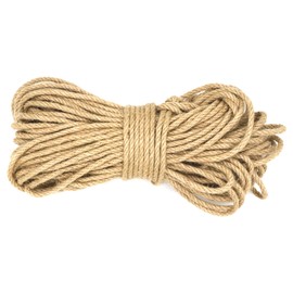Jute Rope 1/4 Inch 100 ft 6mm Thick Natural Clothesline Garden Twine Rope, 4 Strands Heavy Duty & Strong Decorative String for Crafts, Hanging Plants, Packing & Bundling by IMROPE