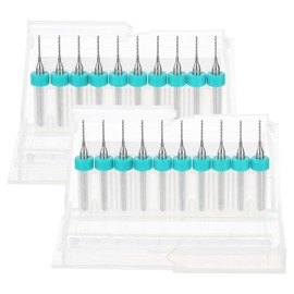 sourcing map 2 Set (20pcs) PCB Drill Bit Set 1/8" Shank 0.75mm Tungsten Carbide Micro Twist Drill Bits Tools for Print Circuit Board Jewelry Plastic Wood Soft Metal