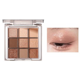 9-Color Eyeshadow Palette Natural Muted Colors Fine Powder No Glitter Elegant Pearl Luster Long-Lasting, Not Sticky Quick Morning Makeup Easy for Beginners Adult Cute Daily Makeup, Waterproof and