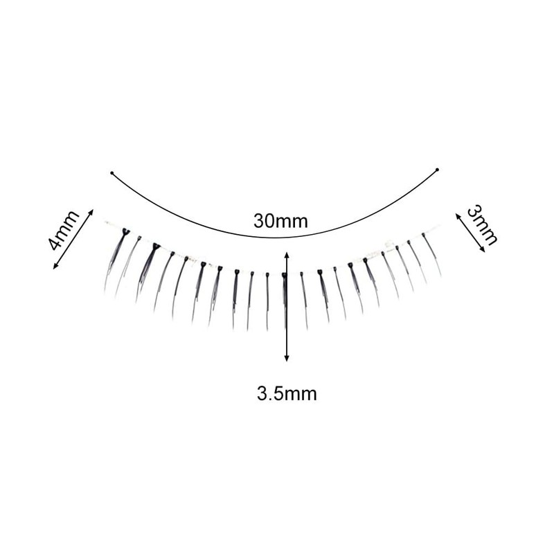Musegetes 3 Pairs Lower Eyelashes False Eyelashes Transparent Axis False