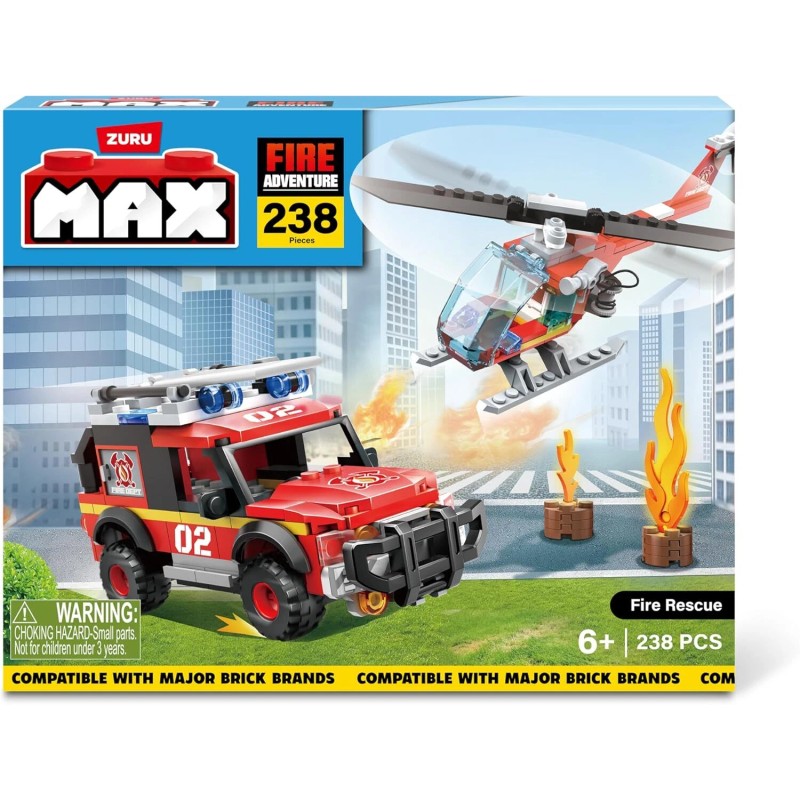 MAX Adventure Fire Rescue Playset – 238+ Bricks, Fire Station
