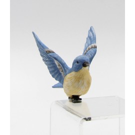 Fine Porcelain Bluebird Bird Clip-On Figurine Set of 2 (2 Pieces Set), 3-3/8" L