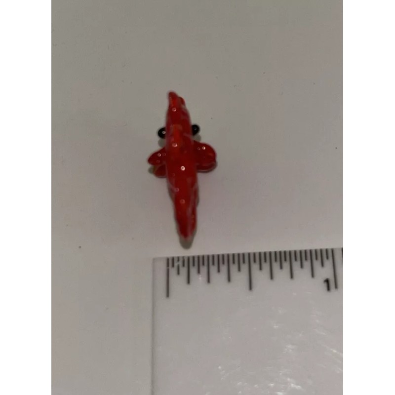 Miniature Tiny Lampwork Flame Hand Blown Glass Red Fish Figurine