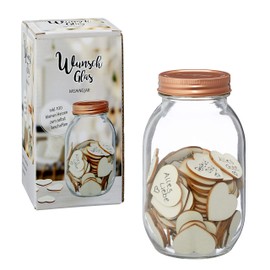 Cepewa Wishing Jar with 100 Wooden Hearts | Glass with Screw Cap | for Wedding Birthday or as Guest Book