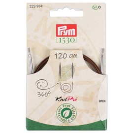 Prym 223994 Natural Plastic Rope & Accessories, 360° Rotatable, 120 cm, Interchangeable Rope for Circular Knitting Needles & Tunisian Crochet Hooks, Brown