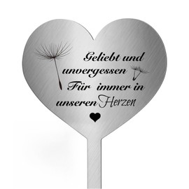 Moerstar Grave Stake Stainless Steel Heart, Grave Decoration, Customisable, Weatherproof, Frost-Resistant Grave Decoration, Metal Heart, Memorial Keepsake, Decorative Heart Mourning (Style2)