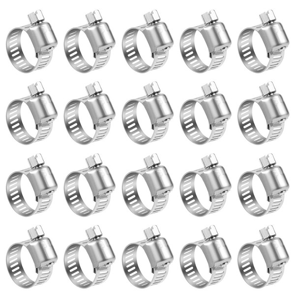 LOKMAN 20 Pack Stainless Steel Hose Clamp Adjustable 3/4'' -