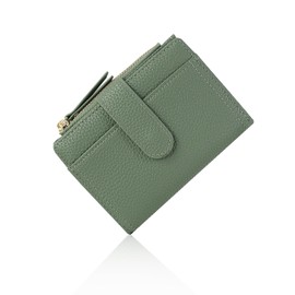 AdiStylinno Small Wallets for Women, Bifold Women's Wallets Soft PU Leather Card Holder with ID Window Zipper Coin Pocket (Green)