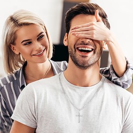 Christmas Husband Gifts Husband Cross Necklaces, Silver Cross Necklace Cross Pendant Jewelry Gifts Fathers Day Anniversary Valentines Day Gifts for Husband Religious Christian Gifts for Him Husband