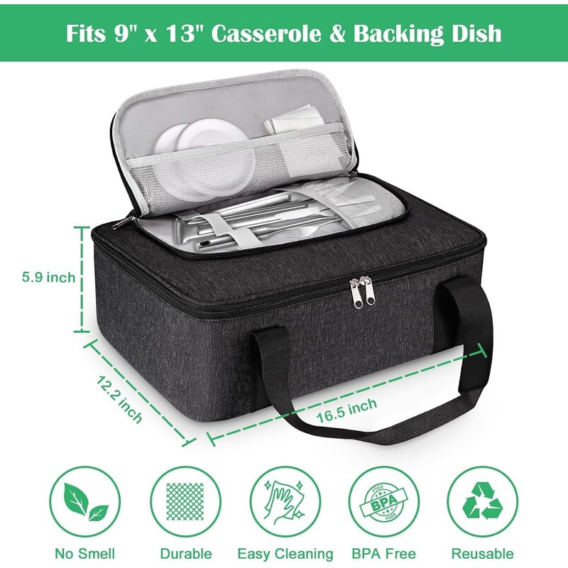 KENOBE Insulated Casserole Carrier Casserole Dish Bag Carrying Case Portable