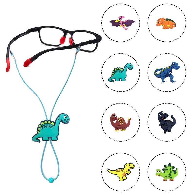 ZXSWEET 8 PCS Kids Glasses Strap Adjustable Dinosaur Anti-slip Eyeglass