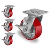LONGRUNFORU 5" X 2" Industrial Plate Brake Caster Wheels Set