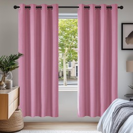 Deconovo Deconovo Window Treatment Thermal Insulated Bedroom Curtains Eyelet Blackout Curtains for Nursery Pink 46x63 Inch 2 Panels