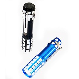 HAND LF003 Bright Lightweight LED Flashlight Metal Torch with Pen Clip - Assorted Colours - Pack of 2