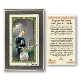 bliss Sterling Silver St Gerard Majella Medal Pendant Necklace 24'' With Prayer Card