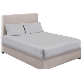 Percale 100% Cotton 200 Thread Count Double Size Extra Deep Pocket Fitted Sheet 16 inch 40 cm (Silver, Double)