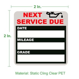 JINCH Oil Change Stickers Static Cling, 120pcs 2x2 Inches Oil Change Reminder Sticker for Windshield with No Residue, Clear Next Service Due Labels for Car Auto Vehicle Window