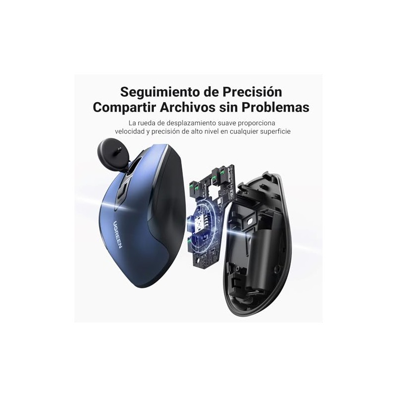 UGREEN Silencioso Mouse Inalámbrico 2.4 GHz con Receptor USB, 15M