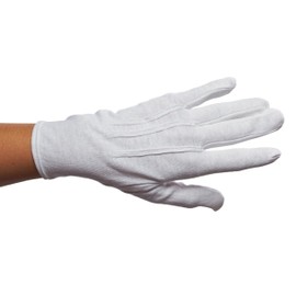 Ringmaster White Cotton Gloves with Snap Closure, White, Small