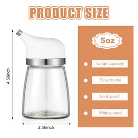 Yiyiring Glass Soy Sauce Dispenser, Small Olive Oil and Vinegar Dispenser, Soy Sauce Bottle, Non Drip Spout Cruet Bottle Container for Oil Vinegar Seasoning Kitchen(5 oz,White,1 Pcs)