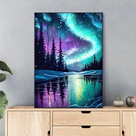 Yiminu.DS Diamond Painting Adults, Diamond Painting Pictures Flowers 30 x 40 cm 5D Diamond Painting Craft Set Craft Wall Decoration Landscape Aurora