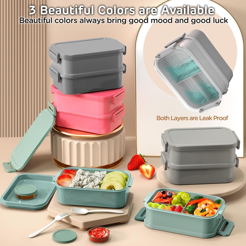 WayEee Lunch Box Adults,2190ml Large Capacity Bento Lunch Box with