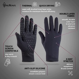 TrailHeads Women’s Running Gloves | Touchscreen Gloves | Power Winter Running Accessories - Solid Black (Small)