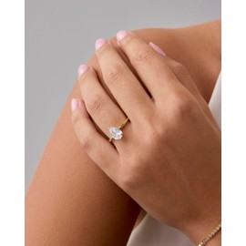 PAVOI Rhodium Plated Pear Cubic Zirconia Engagement Ring for Women | Trendy Solitaire Promise Jewelry | Fake Wedding Ring | Size 5, White Gold, Cubic Zirconia