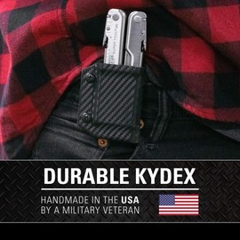 Clip & Carry Kydex Multitool Sheath for the Leatherman Supertool 300 - Everyday Carry Holder Holster - Made in USA - Black