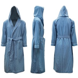 Andrew Scott Mens 2-Pack Hooded Long Robe/Light Weight Premium Broadcloth Cotton Blend Woven Full Length Lounge and Bathrobe (2 Pack - Blue Tones, XX-LARGE/XXX-LARGE)