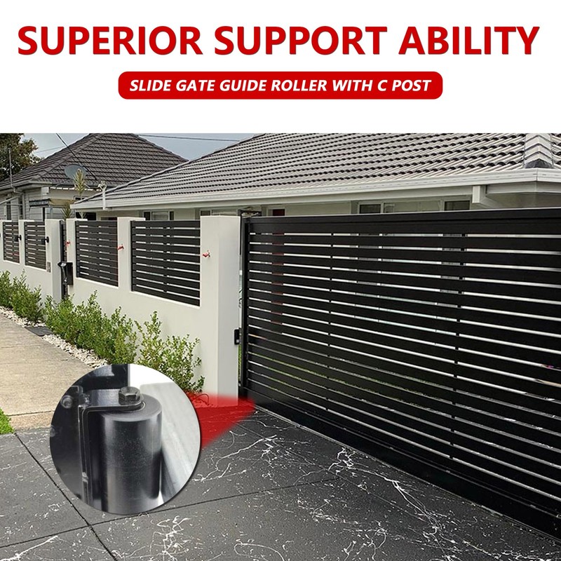 2Pack Slide Gate Guide Roller with C Post Welded Bracket,