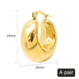Thick Hoop Earrings Small Women's Hypoallergenic Hoop Earrings Gold for Women Girls Gold-Plated Chunky Hoops, gold