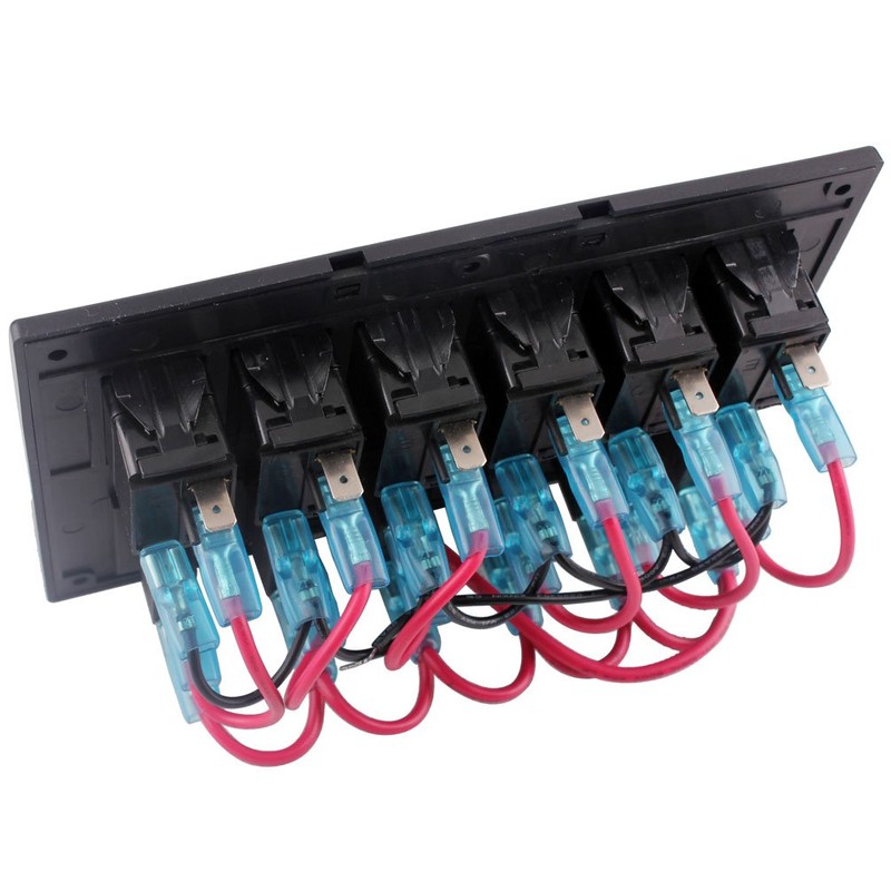 12V 6 Gang Car Boat Switch Panel Waterproof Auto Fuses